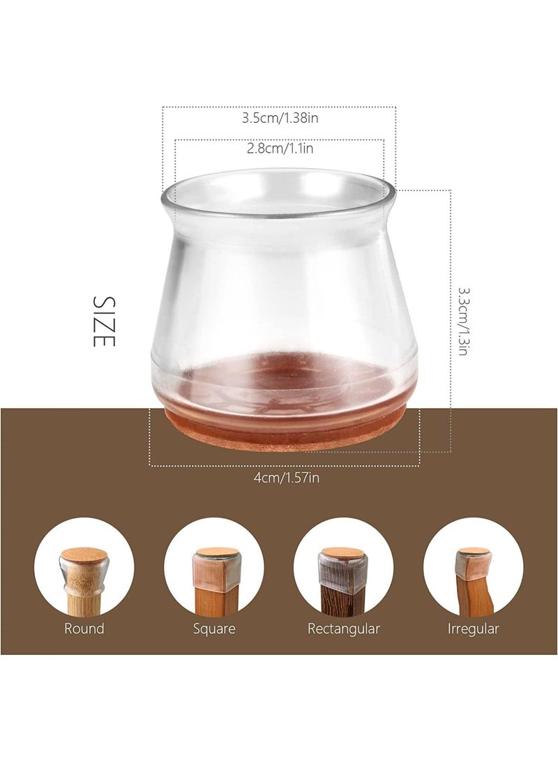 ChicAbode كرسي ساق واقي الأرضية, 24 جهاز كمبيوتر شخصي كرسي ساق واقي للأرضيات الخشبية الصلبة, واقي الأرضية للكراسي مع شعر وسائد لساقين الكرسي, ساقين الطاولة أو غيرها من الأثاث ساقين (واضح) - Image 2